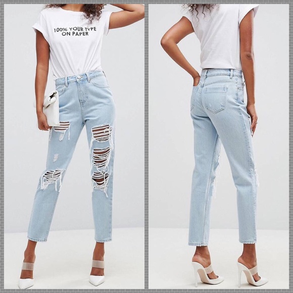 white wash mom jeans